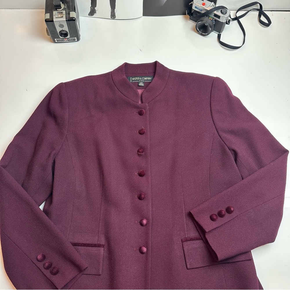 Wool Minimalist Blazer | Collarless Tailored 90s CBK · Kasper